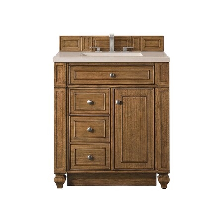 James Martin Vanities Bristol 30in Single Vanity, Saddle Brown w/ 3 CM Eternal Marfil Quartz Top 157-V30-SBR-3EMR